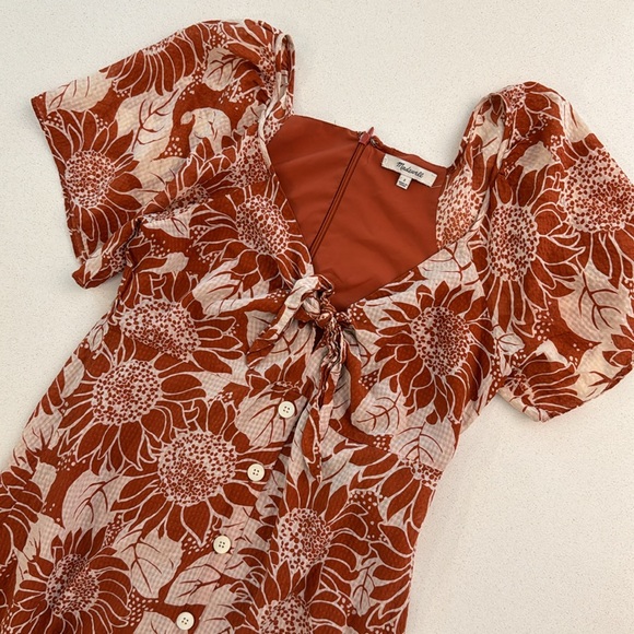 Madewell Silk Tie-front Mini Dress in Sunflower Season - Picture 6 of 8